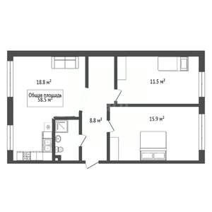 3-к квартира, вторичка, 59м2, 1/5 этаж