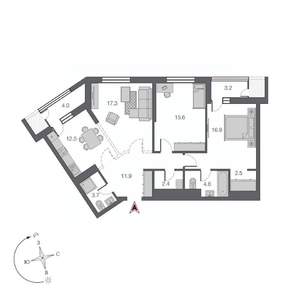 3-к квартира, строящийся дом, 95м2, 19/24 этаж