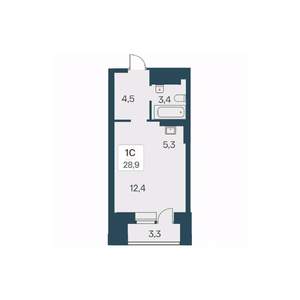 Студия квартира, вторичка, 29м2, 15/30 этаж