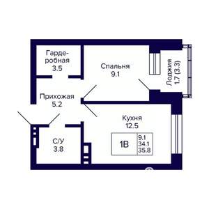 1-к квартира, вторичка, 36м2, 10/20 этаж