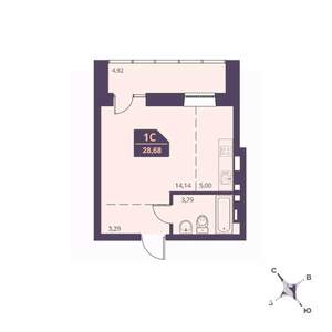 Студия квартира, вторичка, 29м2, 14/24 этаж