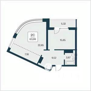 2-к квартира, вторичка, 64м2, 3/25 этаж