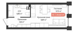 1-к квартира, вторичка, 25м2, 3/20 этаж