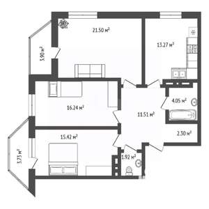 3-к квартира, вторичка, 86м2, 5/25 этаж