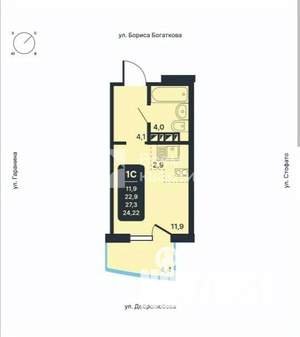 Студия квартира, сданный дом, 27м2, 17/17 этаж