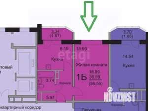 1-к квартира, вторичка, 39м2, 9/18 этаж