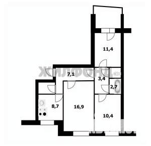3-к квартира, вторичка, 63м2, 5/9 этаж