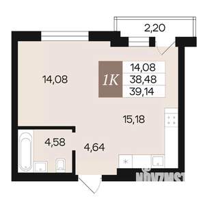 1-к квартира, вторичка, 39м2, 4/10 этаж