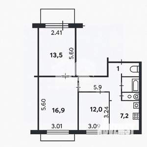3-к квартира, вторичка, 60м2, 4/9 этаж