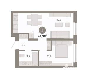 1-к квартира, вторичка, 45м2, 3/8 этаж