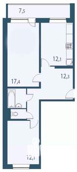 2-к квартира, вторичка, 63м2, 5/17 этаж