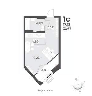 1-к квартира, строящийся дом, 31м2, 10/17 этаж