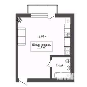 Студия квартира, вторичка, 26м2, 2/3 этаж