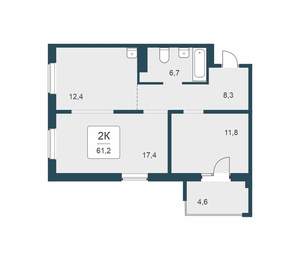 2-к квартира, вторичка, 61м2, 11/17 этаж