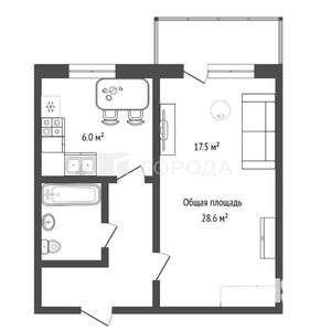 1-к квартира, вторичка, 29м2, 4/9 этаж
