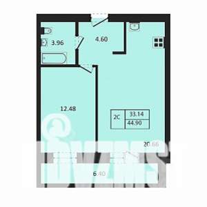 2-к квартира, вторичка, 45м2, 12/12 этаж