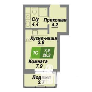 Студия квартира, вторичка, 20м2, 1/23 этаж