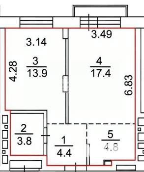 2-к квартира, вторичка, 44м2, 24/25 этаж