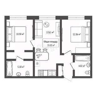 3-к квартира, вторичка, 56м2, 23/29 этаж