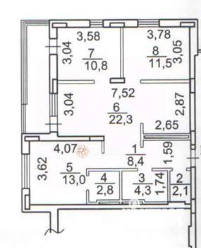 3-к квартира, вторичка, 75м2, 17/17 этаж