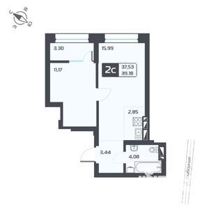2-к квартира, вторичка, 39м2, 8/25 этаж