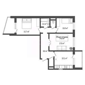 3-к квартира, вторичка, 74м2, 4/10 этаж