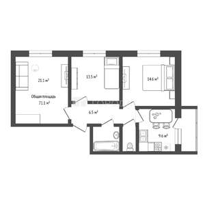 3-к квартира, вторичка, 71м2, 13/16 этаж