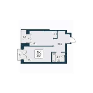 1-к квартира, вторичка, 49м2, 24/30 этаж