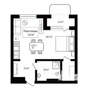 Студия квартира, вторичка, 42м2, 7/14 этаж