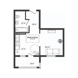 Студия квартира, вторичка, 27м2, 16/17 этаж