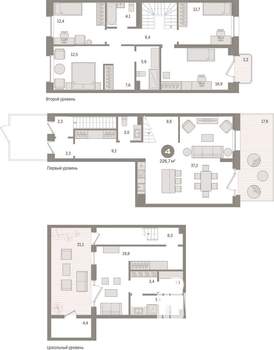 4-к квартира, вторичка, 227м2, 2/9 этаж