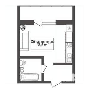 1-к квартира, вторичка, 39м2, 5/13 этаж