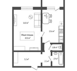 1-к квартира, вторичка, 43м2, 7/10 этаж