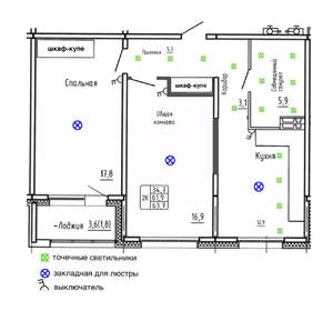 2-к квартира, вторичка, 64м2, 3/17 этаж