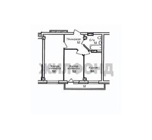 2-к квартира, вторичка, 53м2, 1/13 этаж