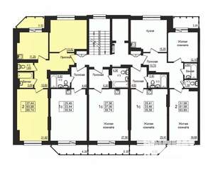 2-к квартира, строящийся дом, 64м2, 7/10 этаж