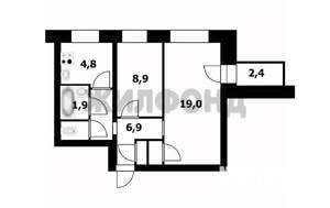 2-к квартира, вторичка, 47м2, 4/9 этаж