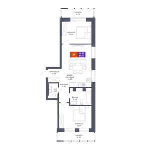 2-к квартира, вторичка, 60м2, 5/25 этаж
