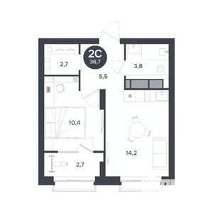 1-к квартира, вторичка, 36м2, 16/17 этаж