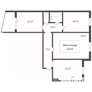 3-к квартира, вторичка, 69м2, 8/9 этаж