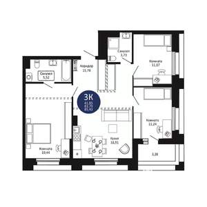 3-к квартира, вторичка, 85м2, 7/20 этаж