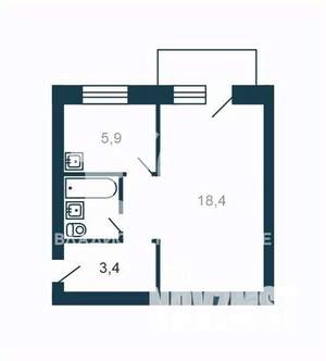 1-к квартира, вторичка, 31м2, 2/5 этаж