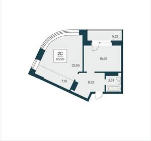 2-к квартира, вторичка, 64м2, 13/25 этаж