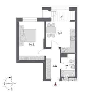 1-к квартира, вторичка, 40м2, 9/24 этаж