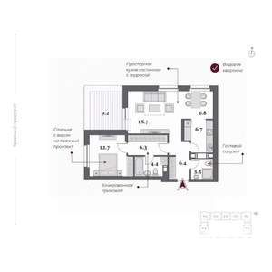 2-к квартира, сданный дом, 64м2, 19/23 этаж