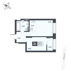 2-к квартира, вторичка, 38м2, 11/25 этаж