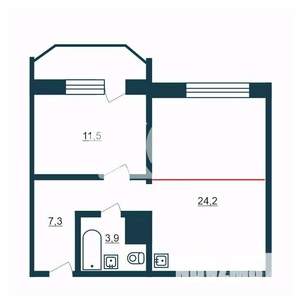 2-к квартира, вторичка, 47м2, 7/17 этаж