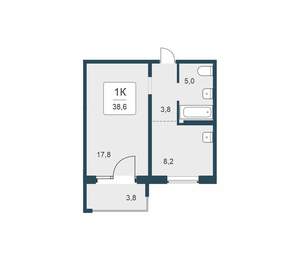 1-к квартира, вторичка, 39м2, 11/17 этаж