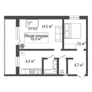 2-к квартира, вторичка, 43м2, 3/5 этаж