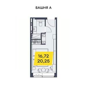 Студия квартира, вторичка, 20м2, 12/29 этаж